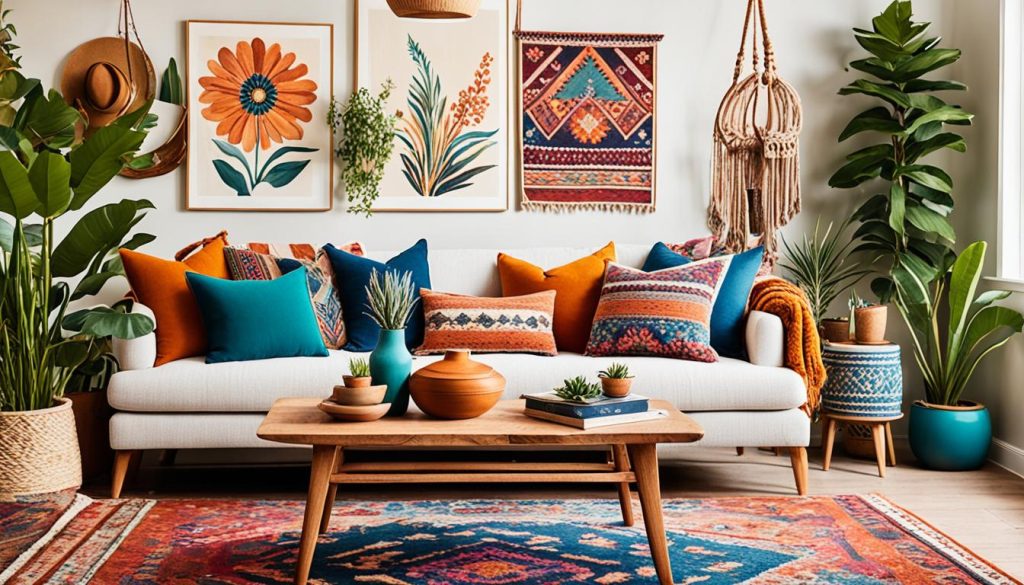 Farbgebung und Muster im Boho-Interieur