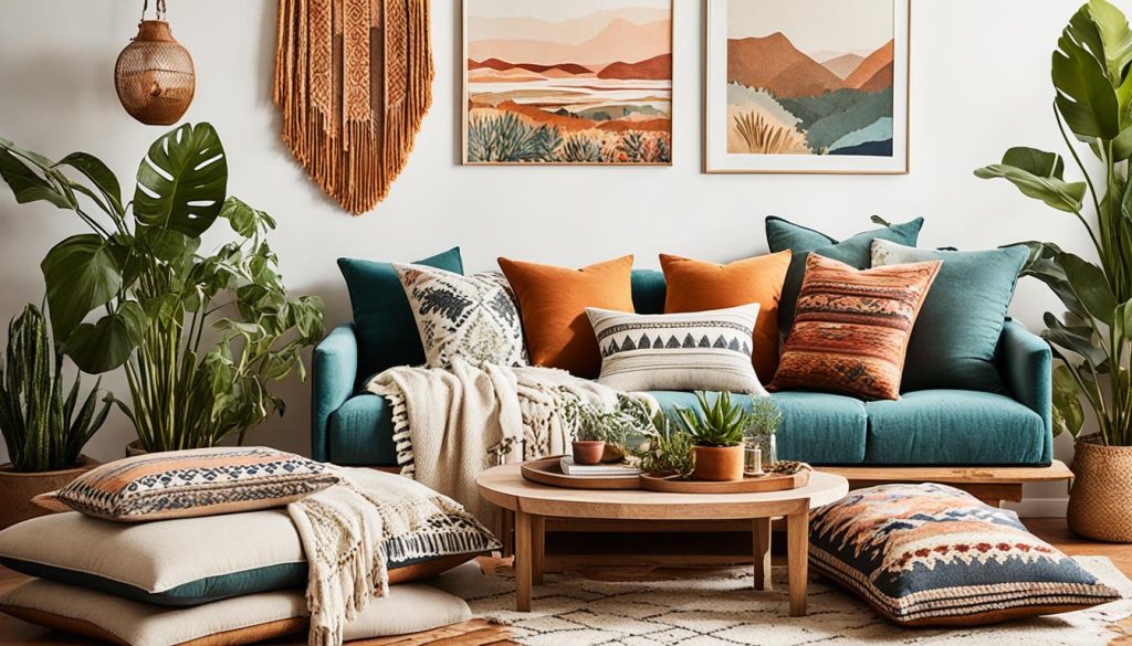 Layering und Überlappungen im Boho-Interieur